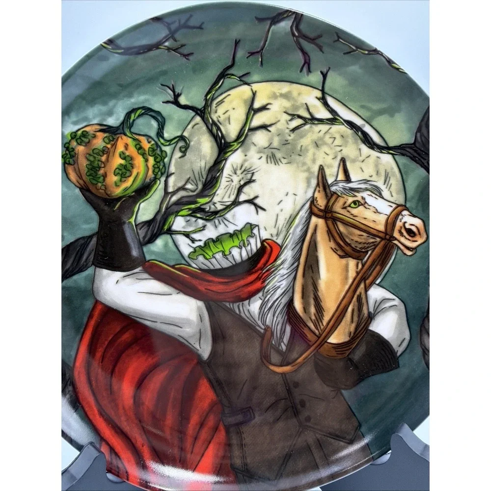 West Elm Rachel Kozlowski Dapper Animal Salad Plate Halloween Headless Horseman